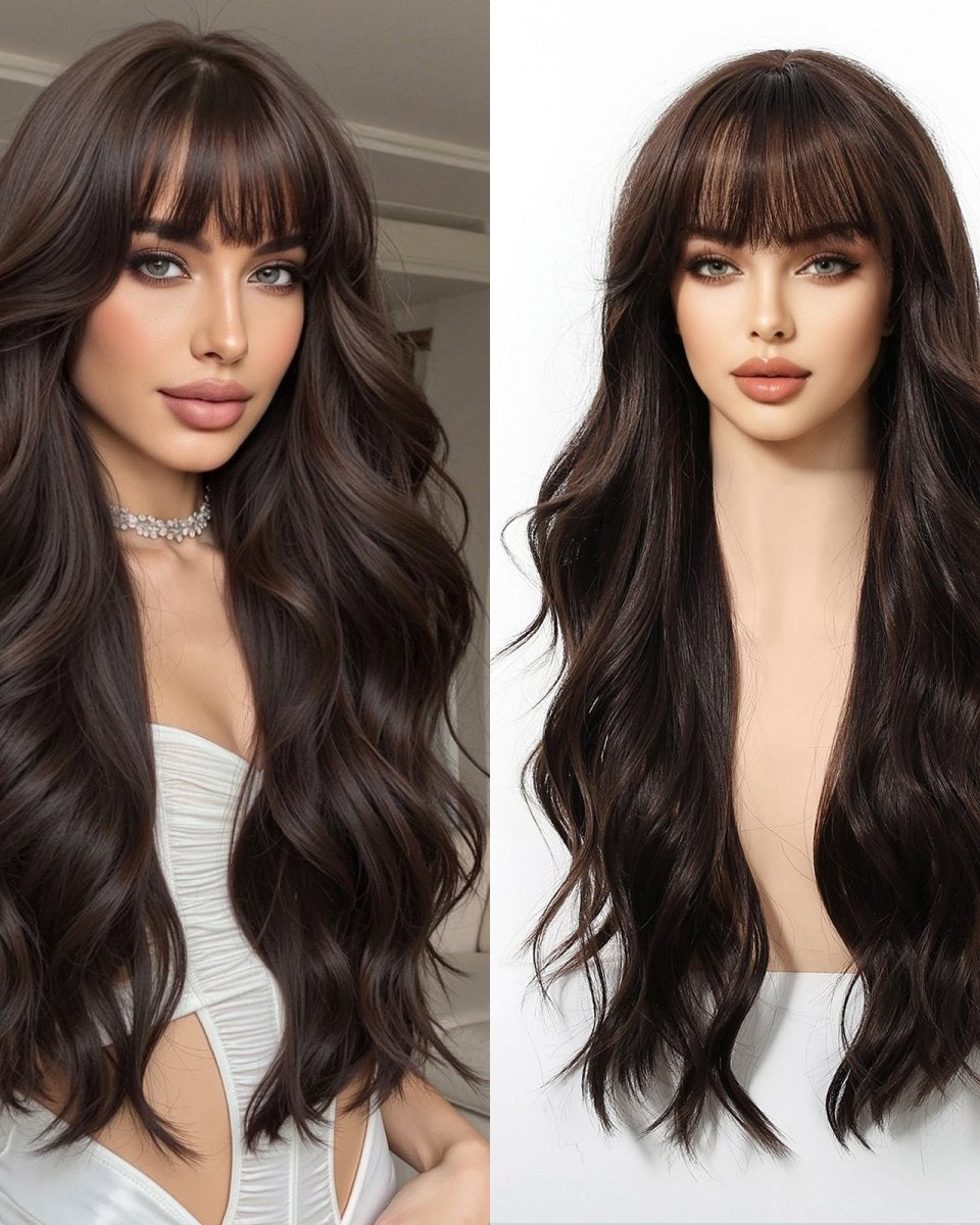Long Wavy Dark Brown Wig - MARKETPLACE - Milk & Honey Wigs