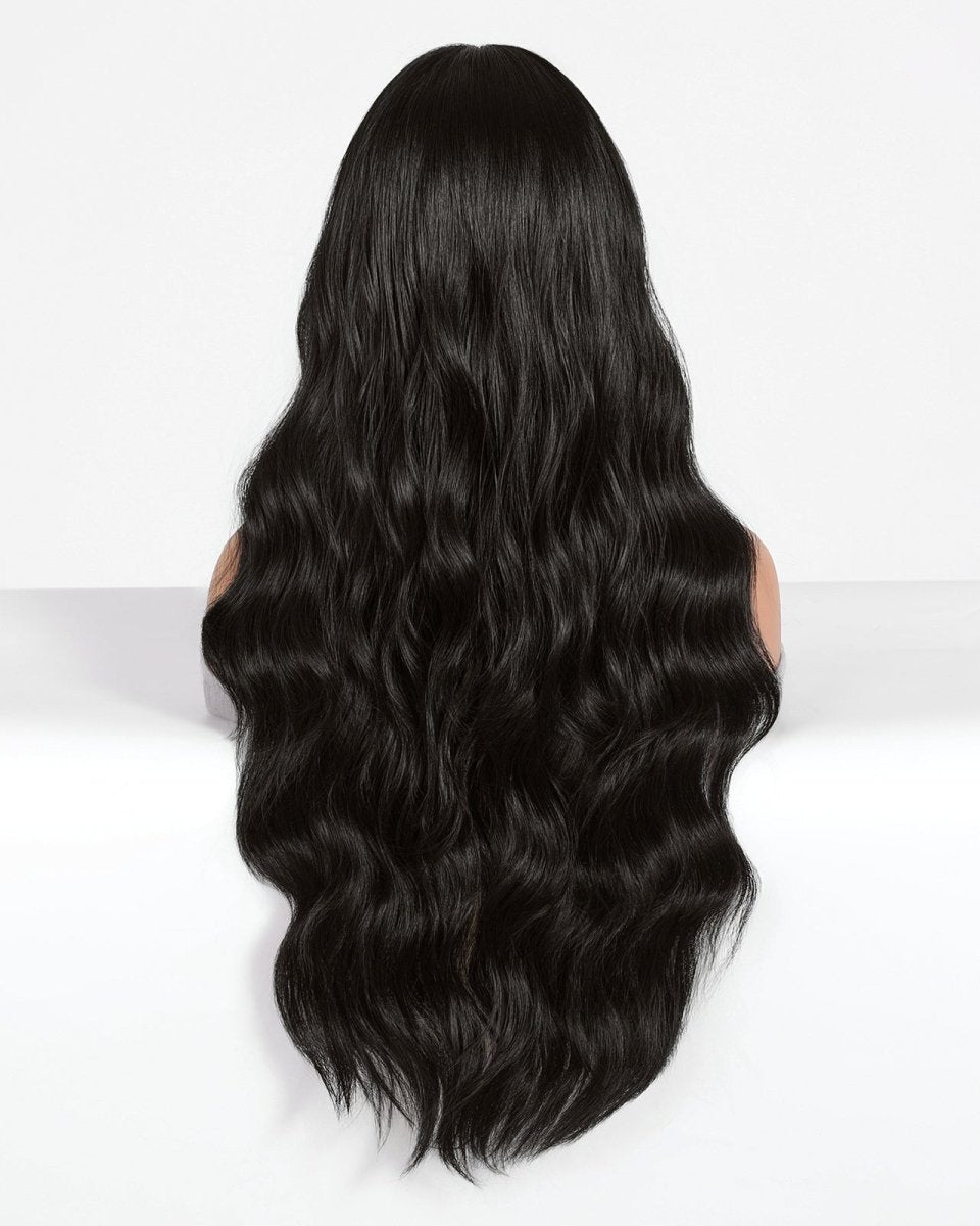 Long Wavy Natural Black with bangs Wig - MARKETPLACE - Milk & Honey Wigs