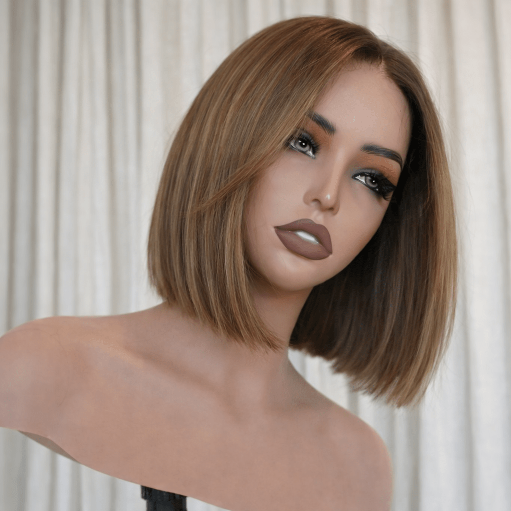 LOUISE BOB - Chocolate Brown - Human Hair Wig | Brown, 16 Inch, 13x6 Lace Front, Human Hair | Milk & Honey Wigs