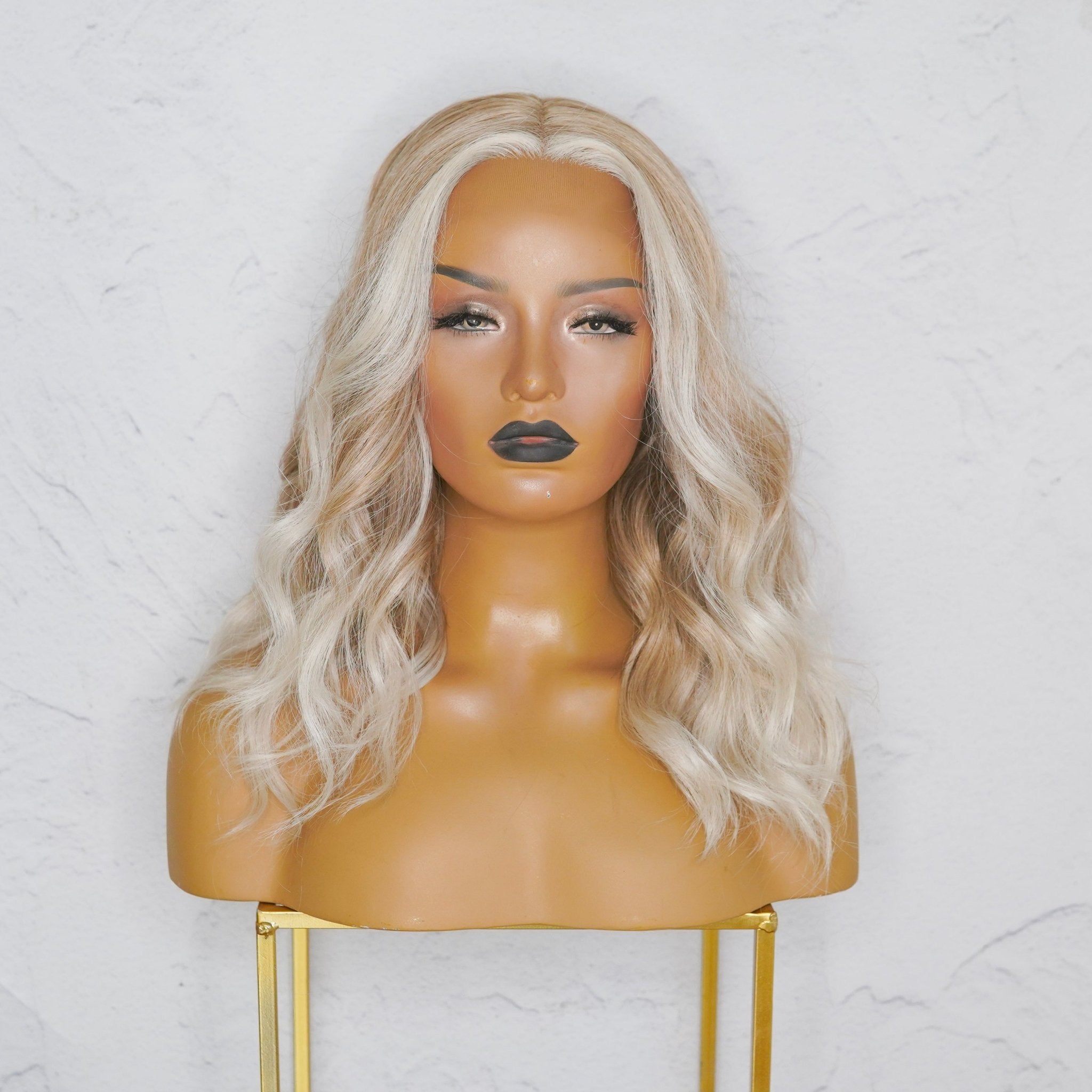 LUCY - Frosted Blonde - Lace Front Wig | Blonde, 16 Inch, T-Part Lace Front, Synthetic Hair | Milk & Honey Wigs