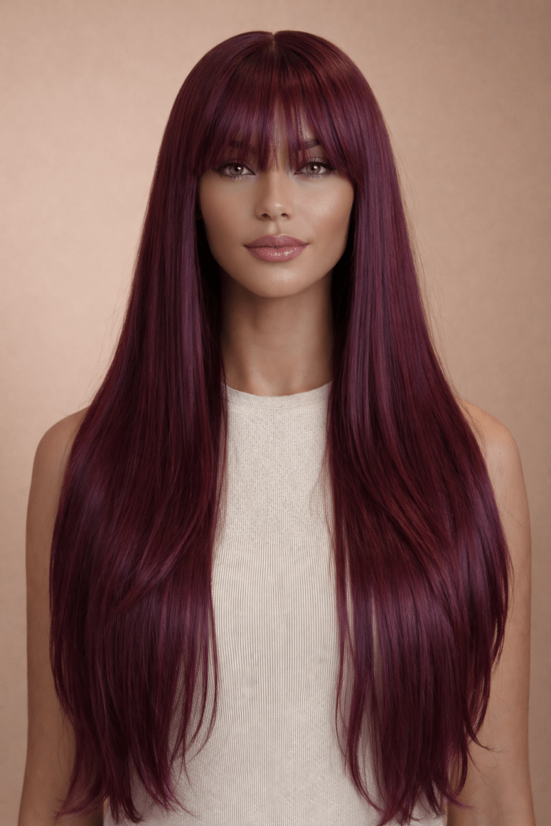 MONTANA - Burgundy - Fringe Wig - Milk & Honey Wigs