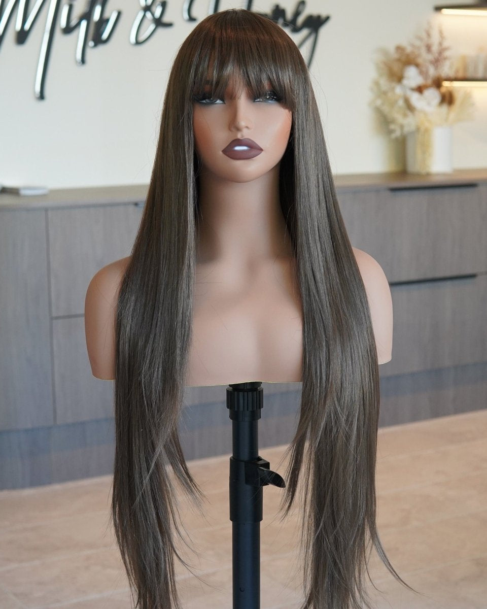 MONTANA Medium Brown Fringe Wig - Milk & Honey Wigs