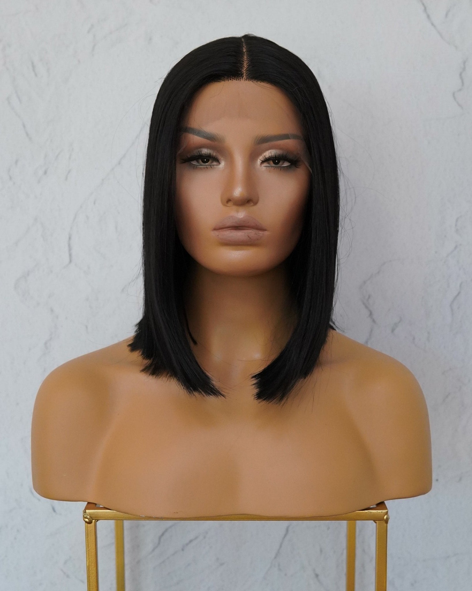 Natrual Black 14" Human Hair 13x6 Lace Front Wig - Milk & Honey Wigs