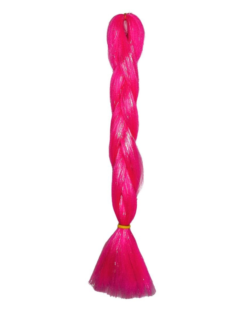 NEON PINK GLITTER BRAID HAIR 24" - Milk & Honey Wigs