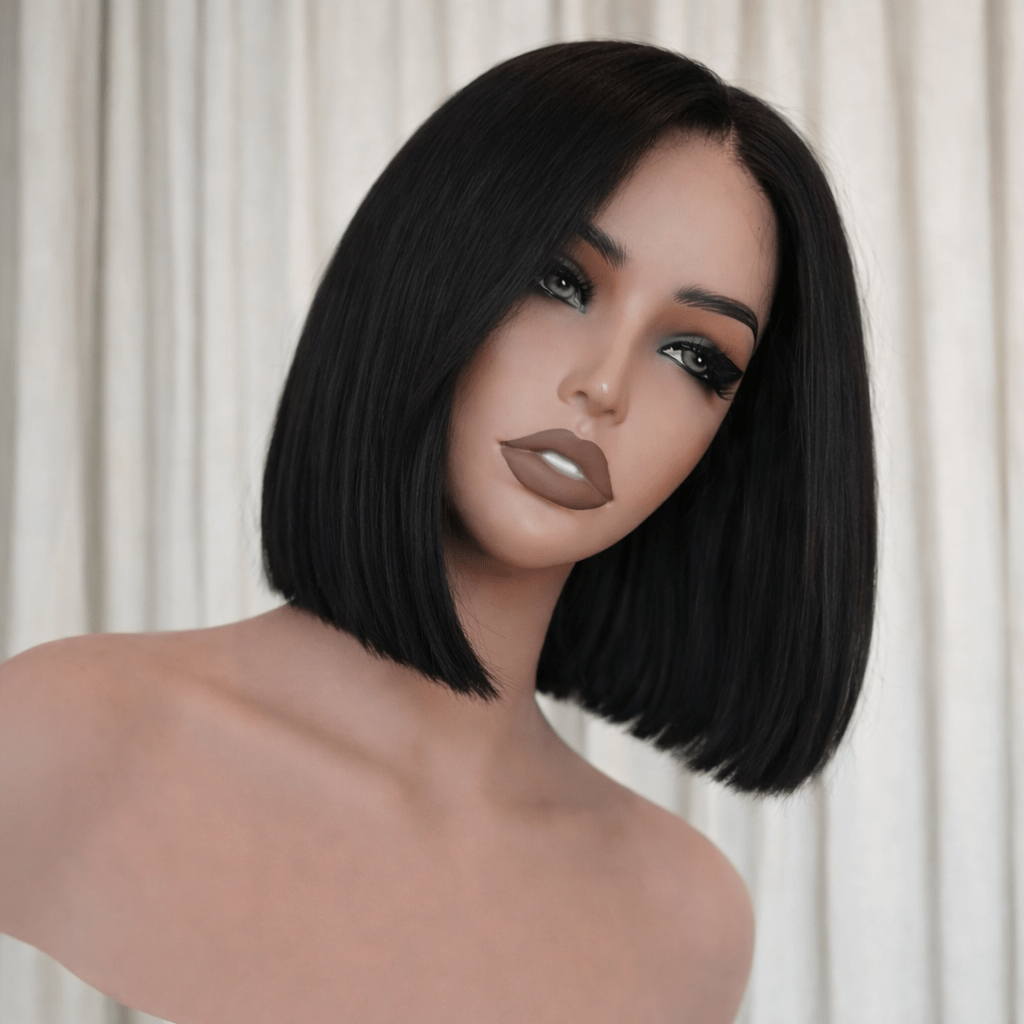 NICOLE BOB - Natural Black - Human Hair Wig | Black, 16 Inch, 13x6 Lace Front, Human Hair | Milk & Honey Wigs