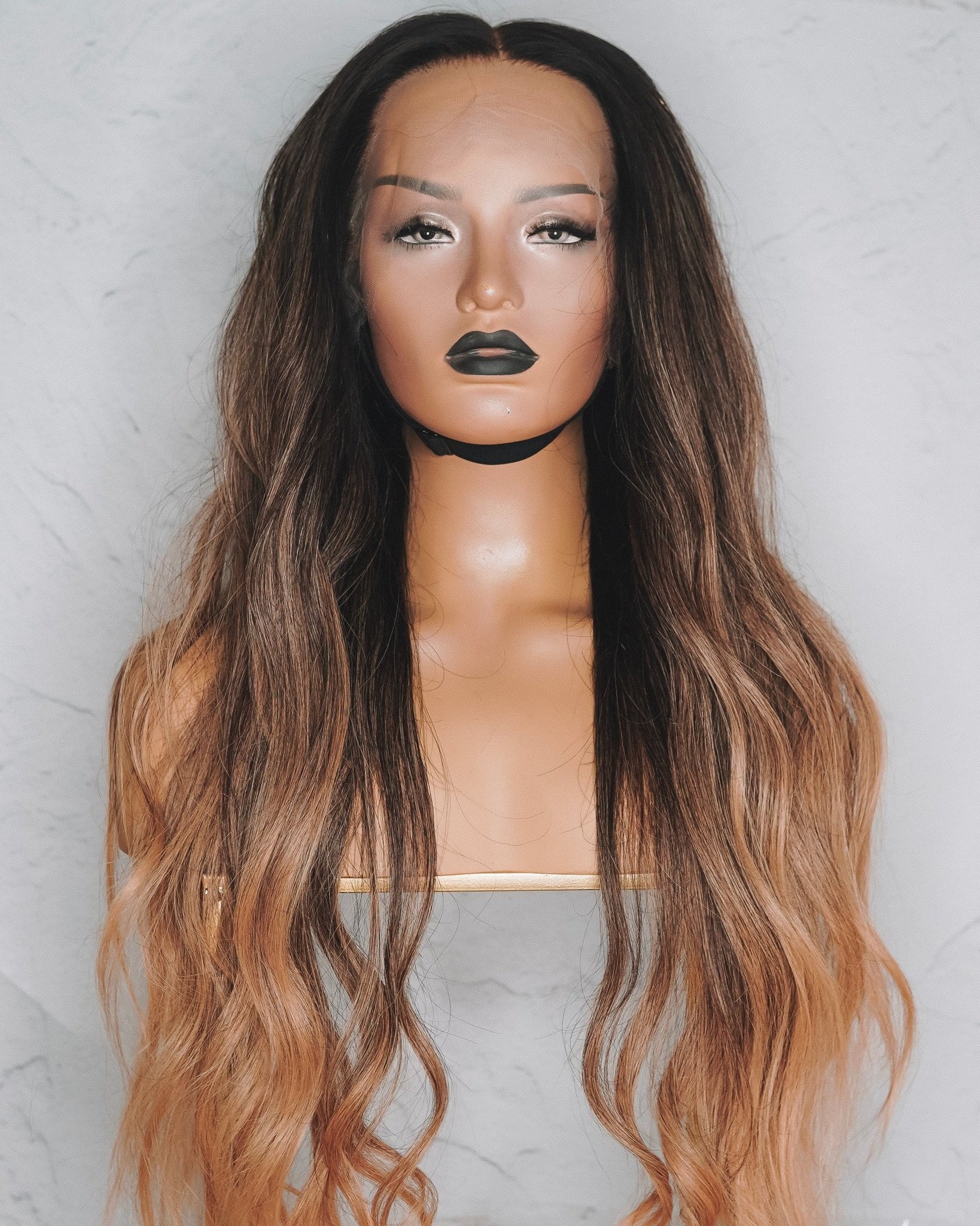OLIVE Ombre Brown Human Hair Lace Front Wig - Milk & Honey Wigs
