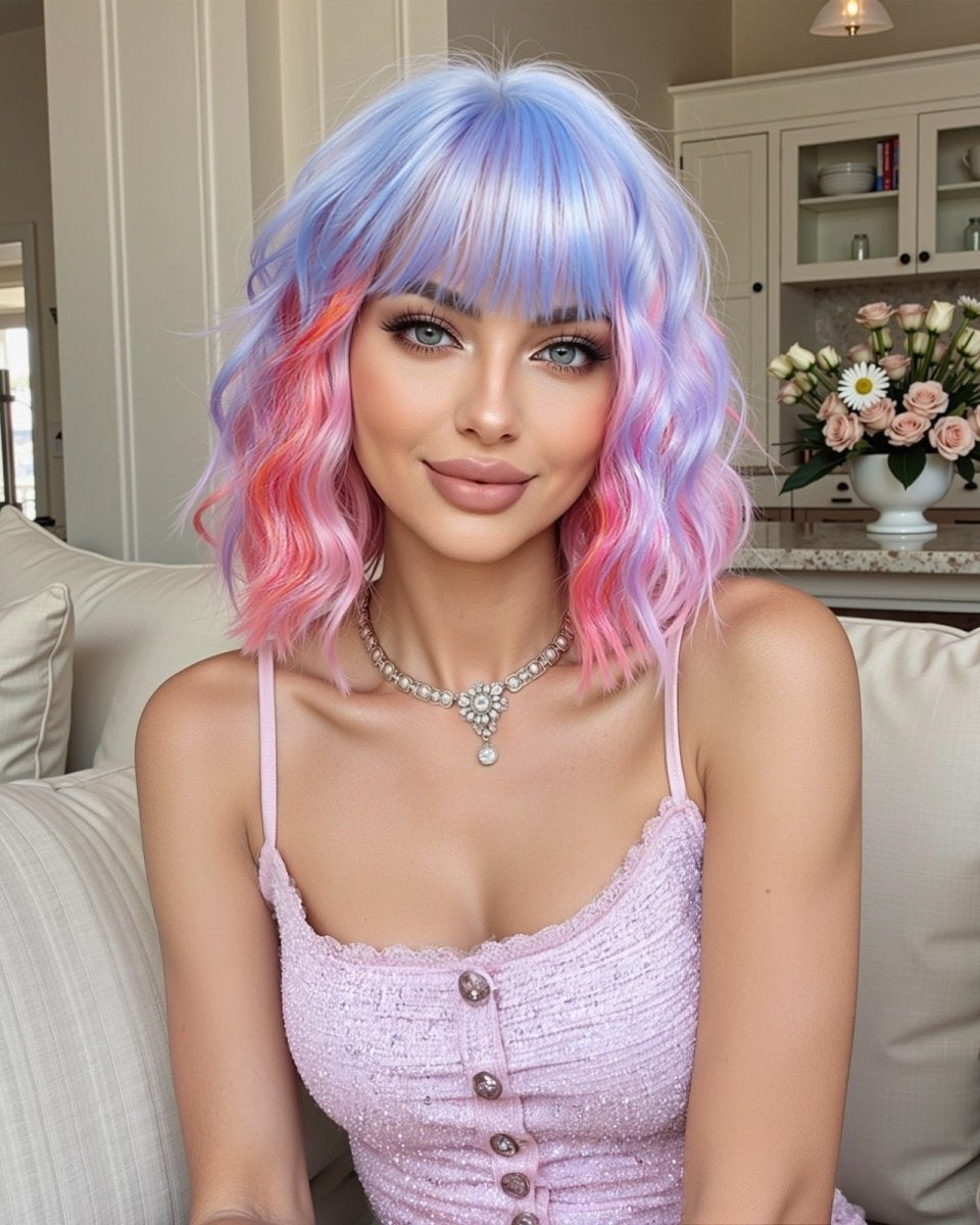 Pastel Rainbow Bob with Fringe Wig - MARKETPLACE - Milk & Honey Wigs