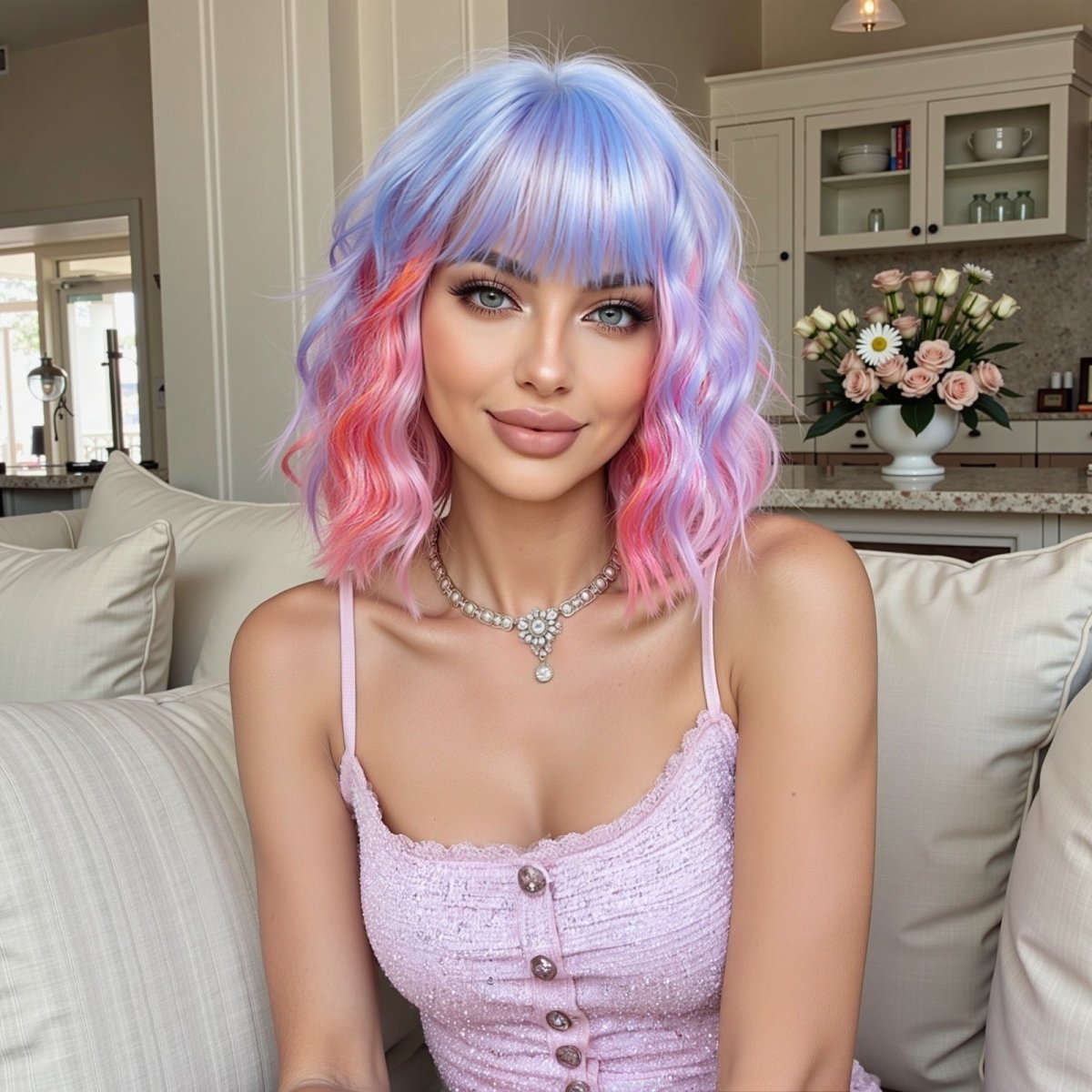 Pastel Rainbow Bob with Fringe Wig - MARKETPLACE - Milk & Honey Wigs