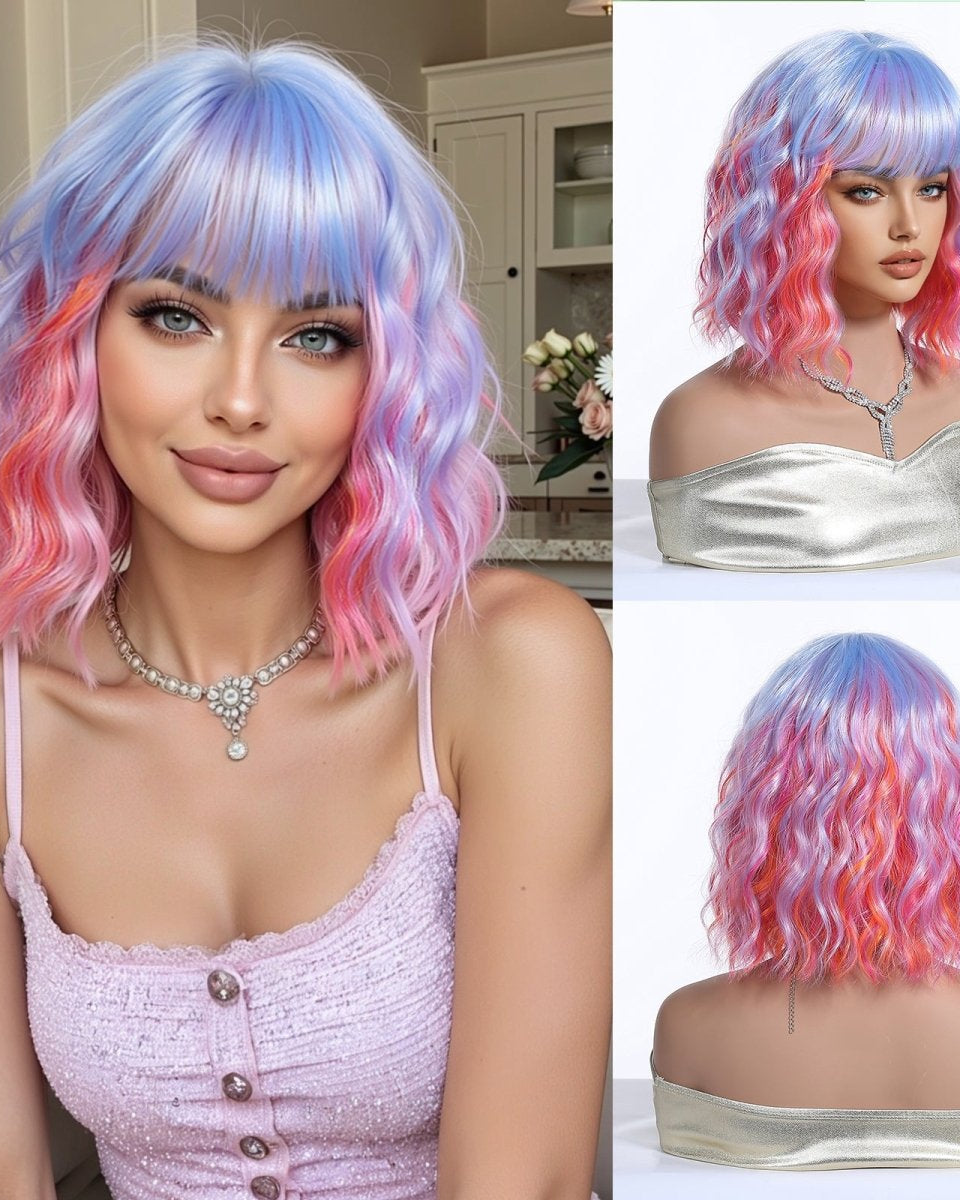 Pastel Rainbow Bob with Fringe Wig - MARKETPLACE - Milk & Honey Wigs