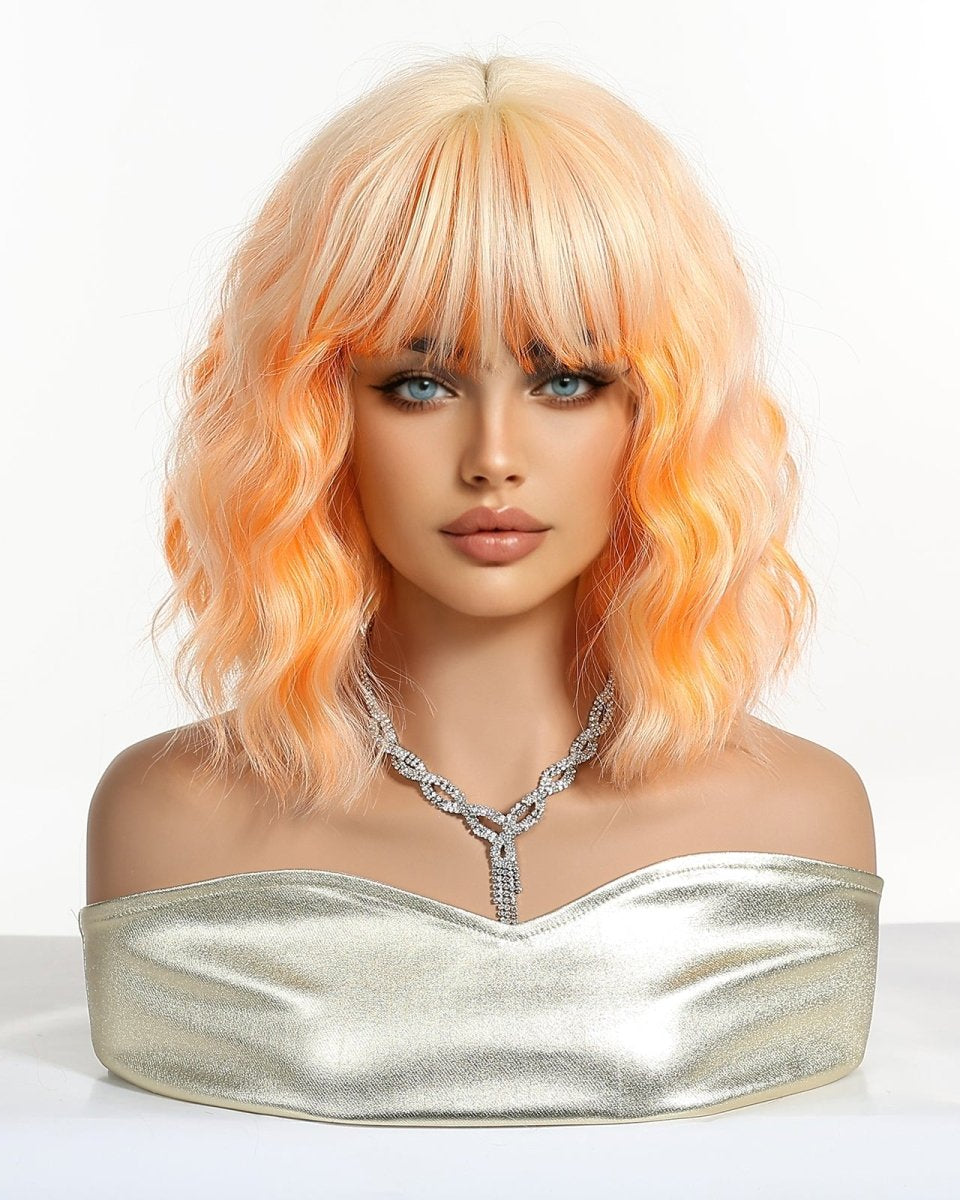 Peach Orange Wavy Bob Wig - MARKETPLACE - Milk & Honey Wigs