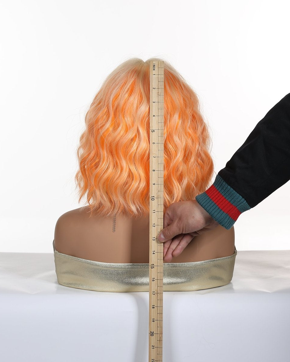 Peach Orange Wavy Bob Wig - MARKETPLACE - Milk & Honey Wigs