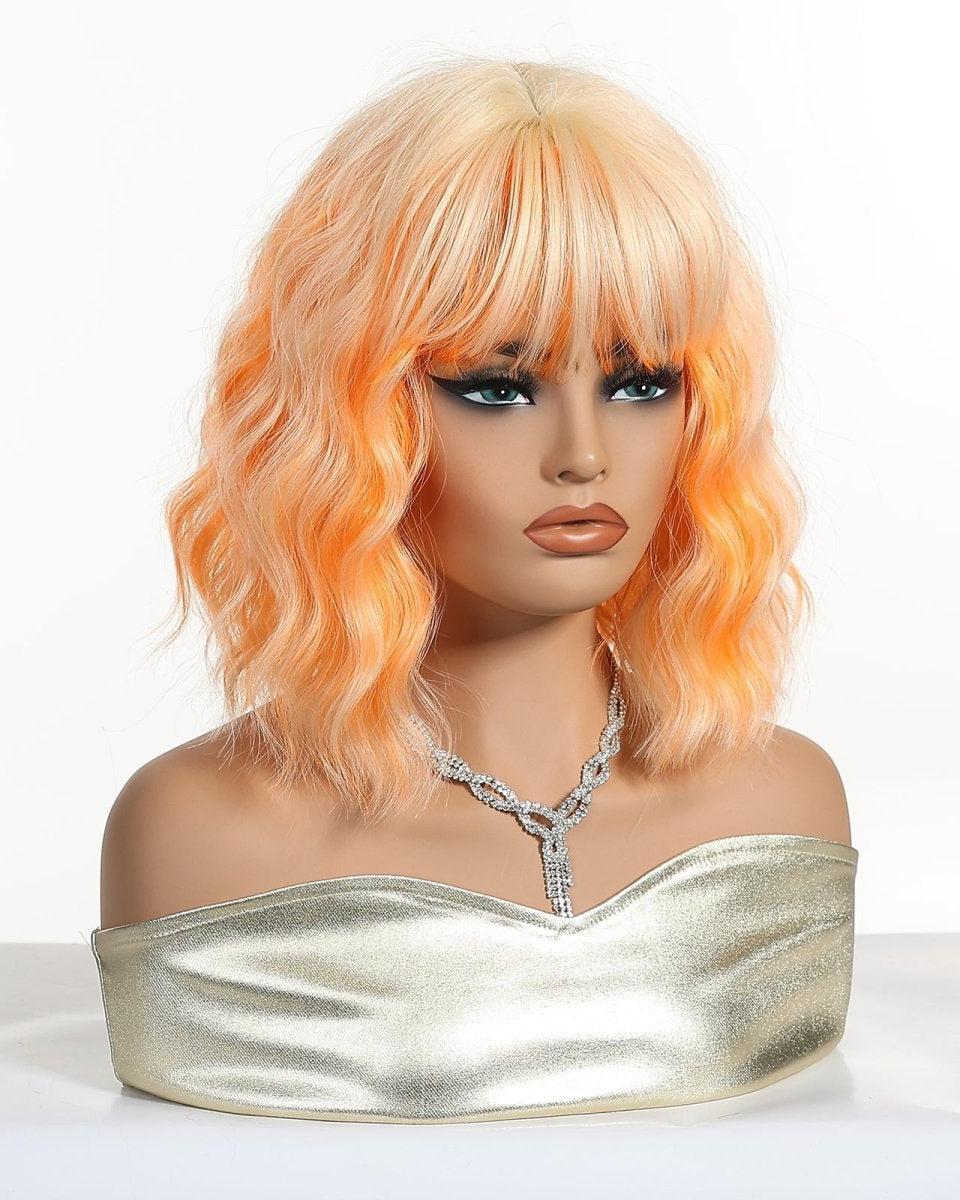 Peach Orange Wavy Bob Wig - MARKETPLACE - Milk & Honey Wigs