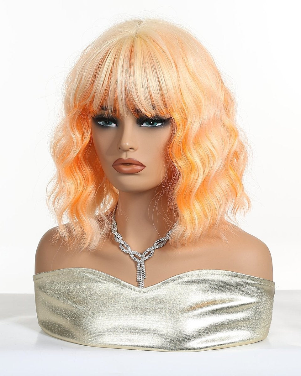 Peach Orange Wavy Bob Wig - MARKETPLACE - Milk & Honey Wigs
