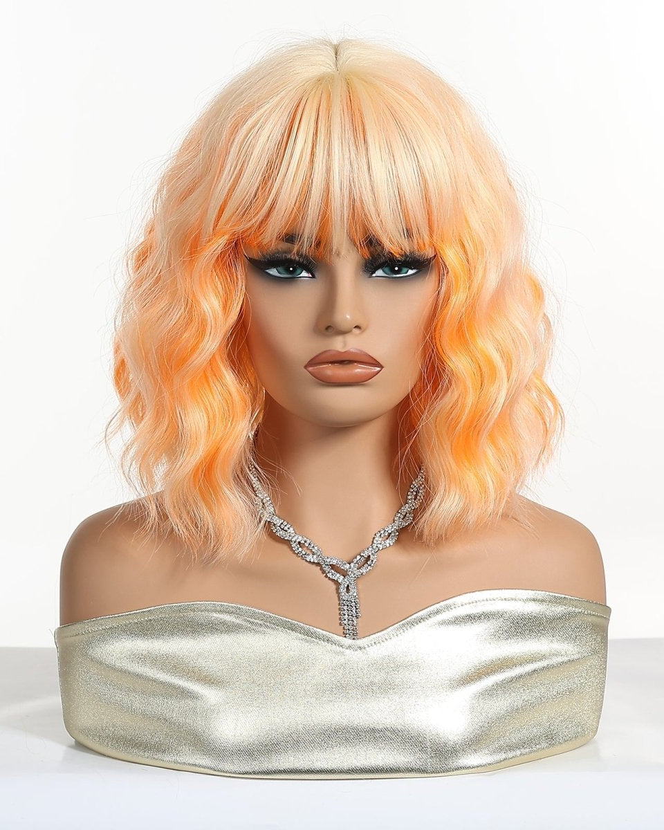 Peach Orange Wavy Bob Wig - MARKETPLACE - Milk & Honey Wigs