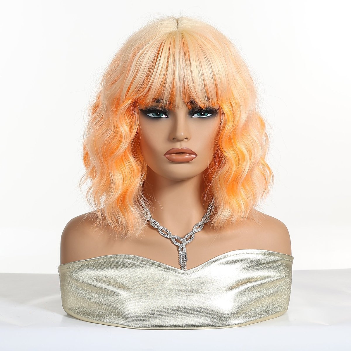 Peach Orange Wavy Bob Wig - MARKETPLACE - Milk & Honey Wigs