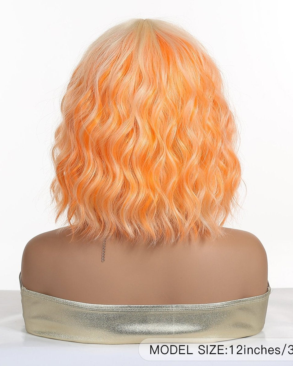 Peach Orange Wavy Bob Wig - MARKETPLACE - Milk & Honey Wigs