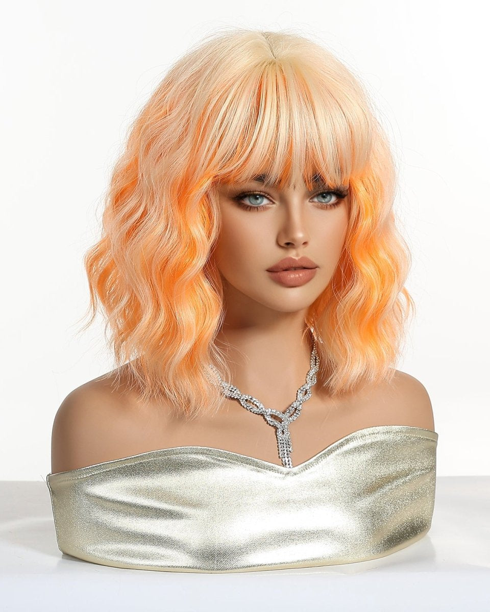 Peach Orange Wavy Bob Wig - MARKETPLACE - Milk & Honey Wigs