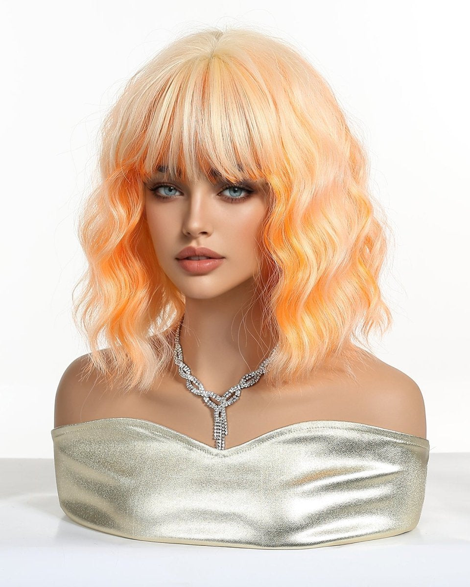 Peach Orange Wavy Bob Wig - MARKETPLACE - Milk & Honey Wigs
