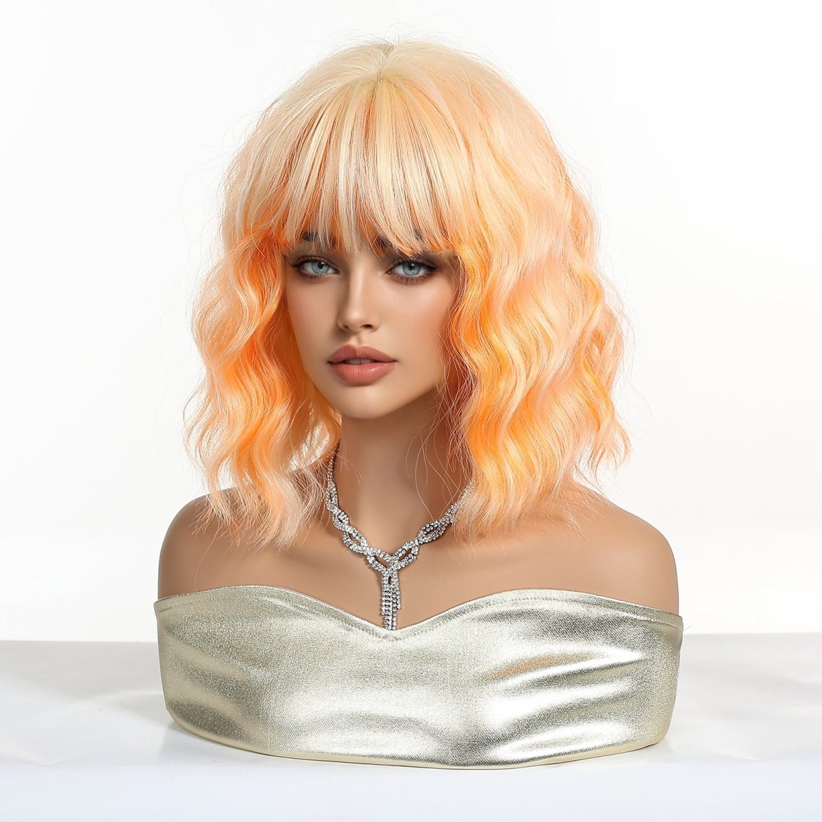 Peach Orange Wavy Bob Wig - MARKETPLACE - Milk & Honey Wigs