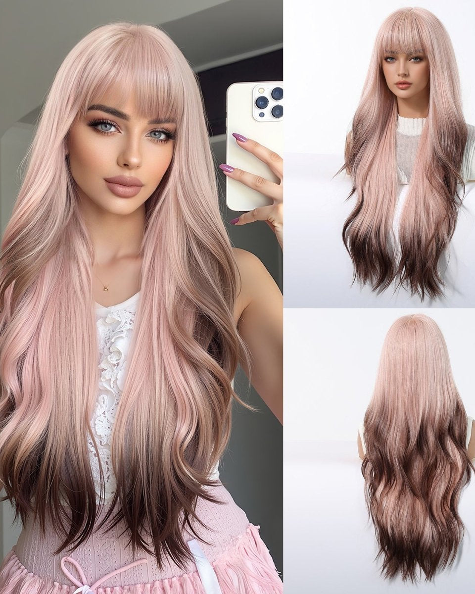 Pink Ombre Long Wavy Wig - MARKETPLACE - Milk & Honey Wigs