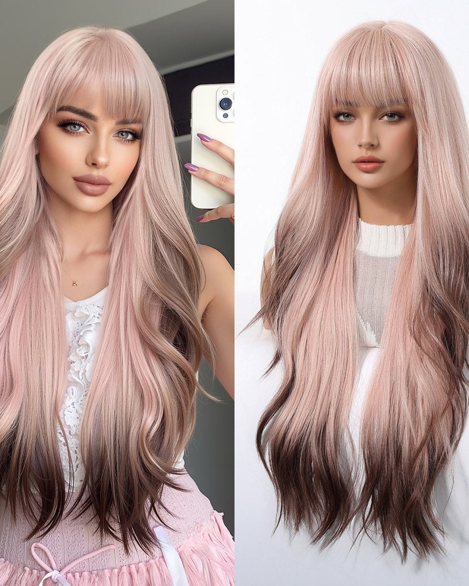 Pink Ombre Long Wavy Wig - MARKETPLACE - Milk & Honey Wigs