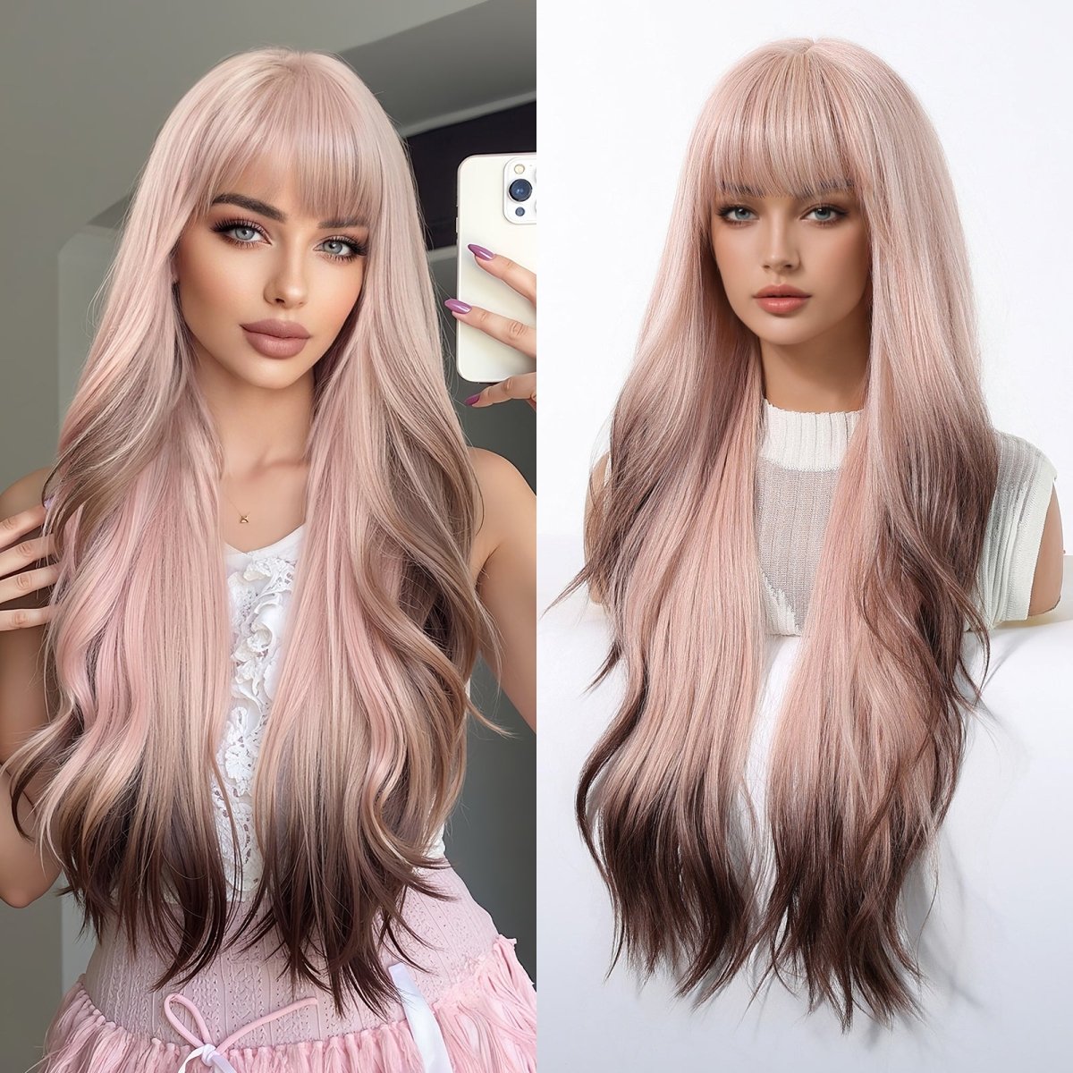 Pink Ombre Long Wavy Wig - MARKETPLACE - Milk & Honey Wigs
