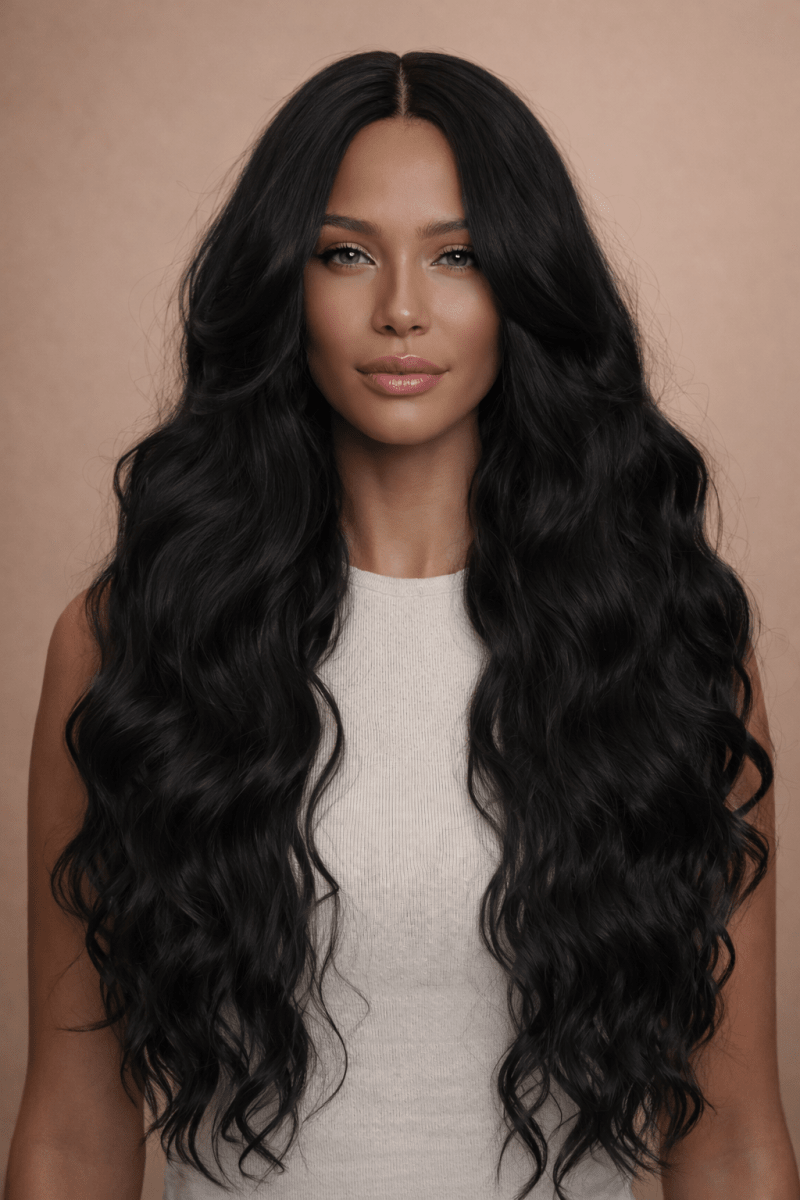 PIPER - Black - Lace Front Wig | Black, 28 Inch+, T-Part Lace Front, Synthetic Hair | Milk & Honey Wigs