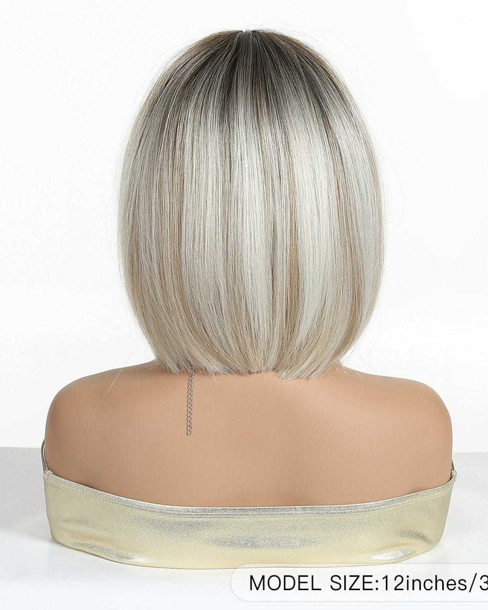 Platinum Blonde Bob Wig with Fringe Wig - MARKETPLACE - Milk & Honey Wigs