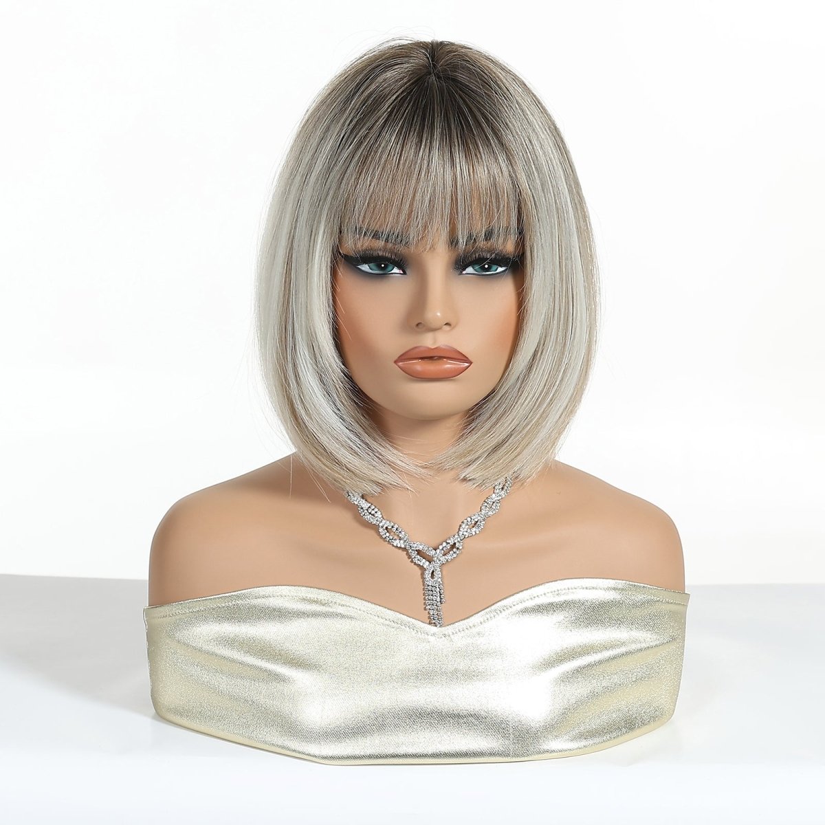 Platinum Blonde Bob Wig with Fringe Wig - MARKETPLACE - Milk & Honey Wigs