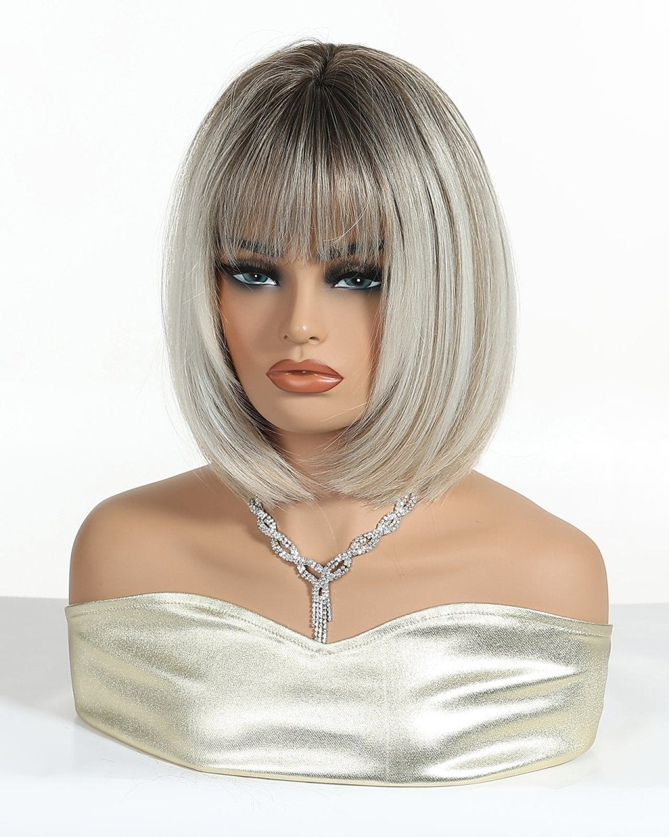 Platinum Blonde Bob Wig with Fringe Wig - MARKETPLACE - Milk & Honey Wigs