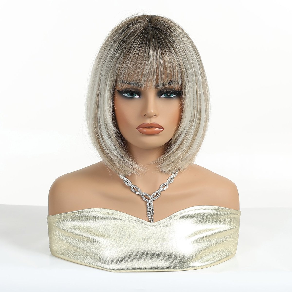 Platinum Blonde Bob Wig with Fringe Wig - MARKETPLACE - Milk & Honey Wigs
