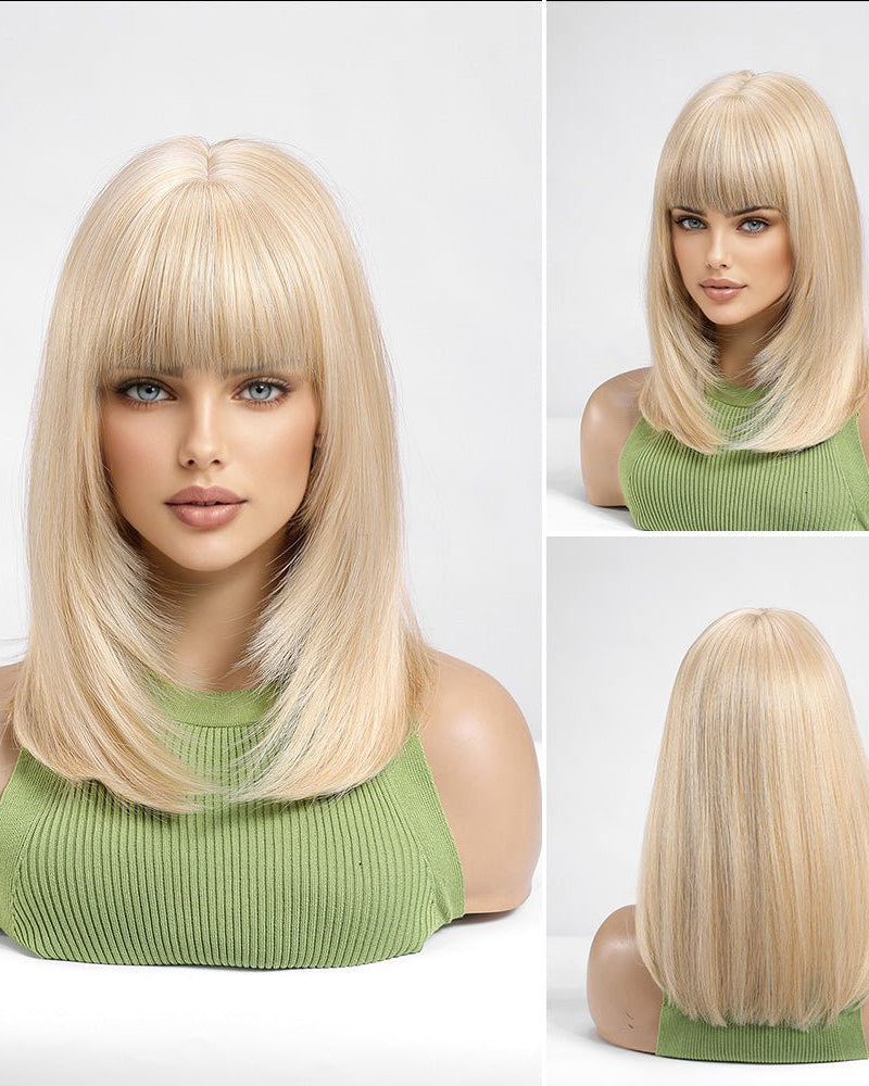 Platinum Blonde Bob with Full Bangs Wig - MARKETPLACE - Milk & Honey Wigs