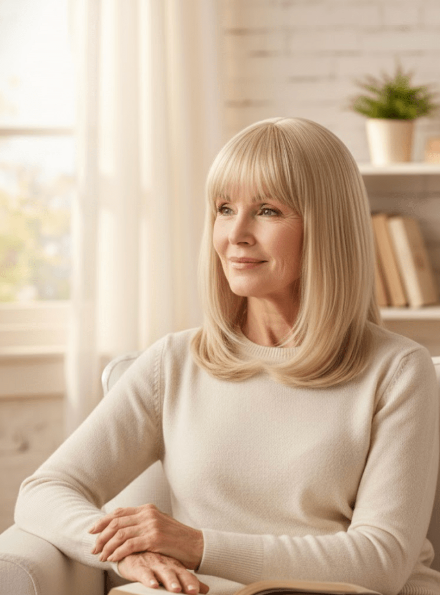 Platinum Blonde Bob with Full Bangs Wig - MARKETPLACE - Milk & Honey Wigs