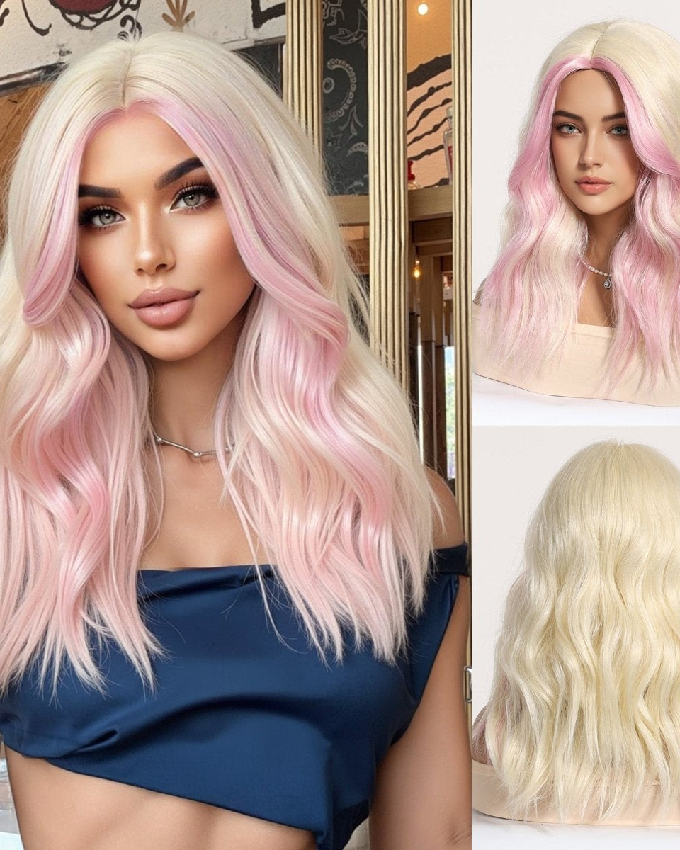 Platinum Blonde with Pastel Pink Highlights Wig - MARKETPLACE - Milk & Honey Wigs
