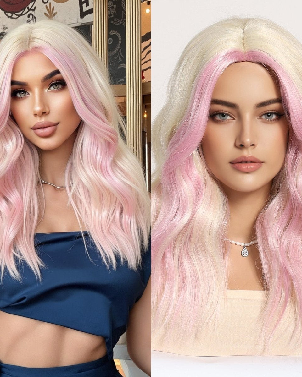 Platinum Blonde with Pastel Pink Highlights Wig - MARKETPLACE - Milk & Honey Wigs