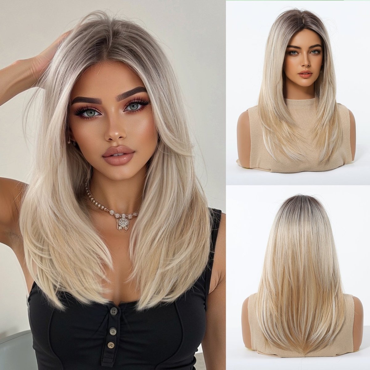 Platinum Blonde with Shadow Roots Wig - MARKETPLACE - Milk & Honey Wigs
