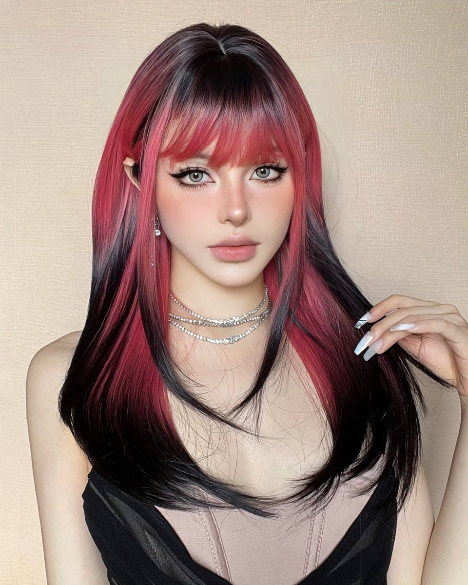 Red and Black Highlight Wig - MARKETPLACE - Milk & Honey Wigs