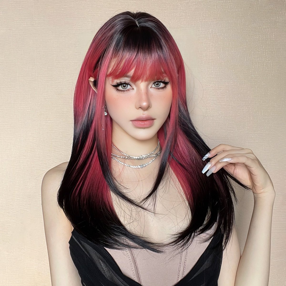 Red and Black Highlight Wig - MARKETPLACE - Milk & Honey Wigs