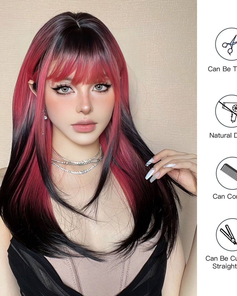 Red and Black Highlight Wig - MARKETPLACE - Milk & Honey Wigs