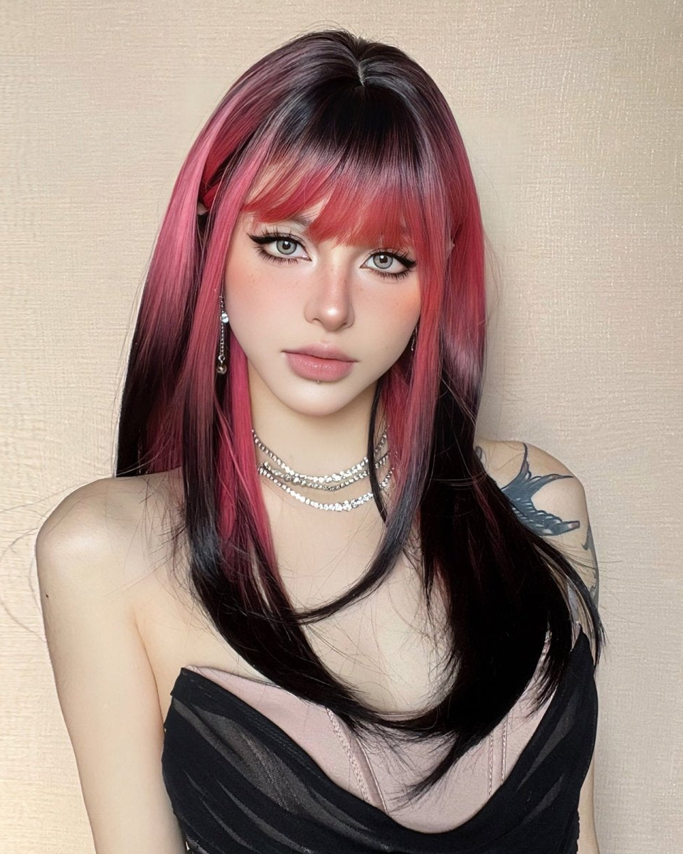 Red and Black Highlight Wig - MARKETPLACE - Milk & Honey Wigs