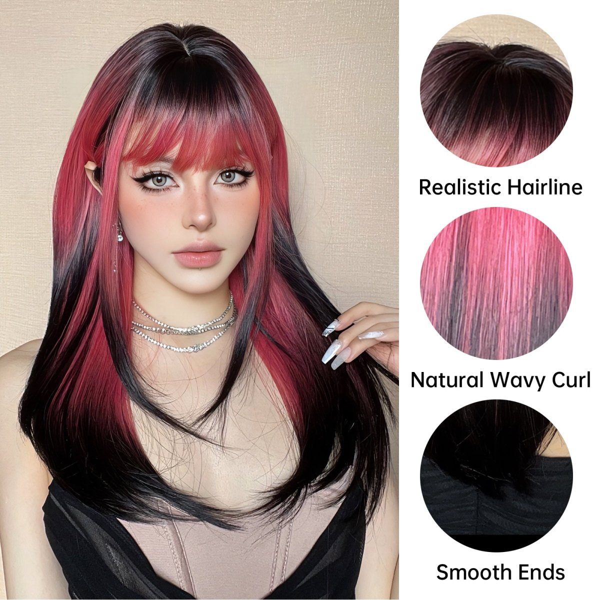 Red and Black Highlight Wig - MARKETPLACE - Milk & Honey Wigs