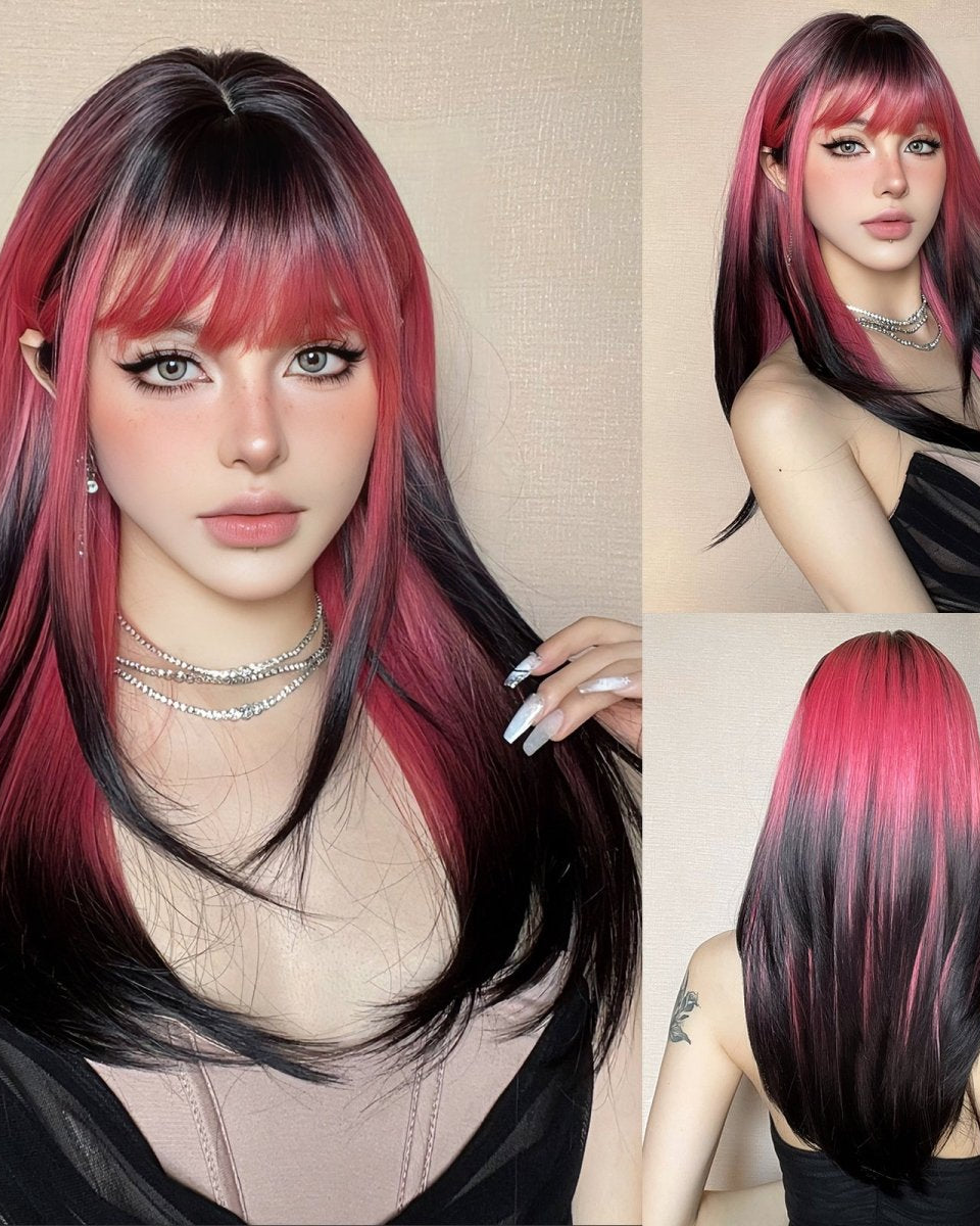 Red and Black Highlight Wig - MARKETPLACE - Milk & Honey Wigs