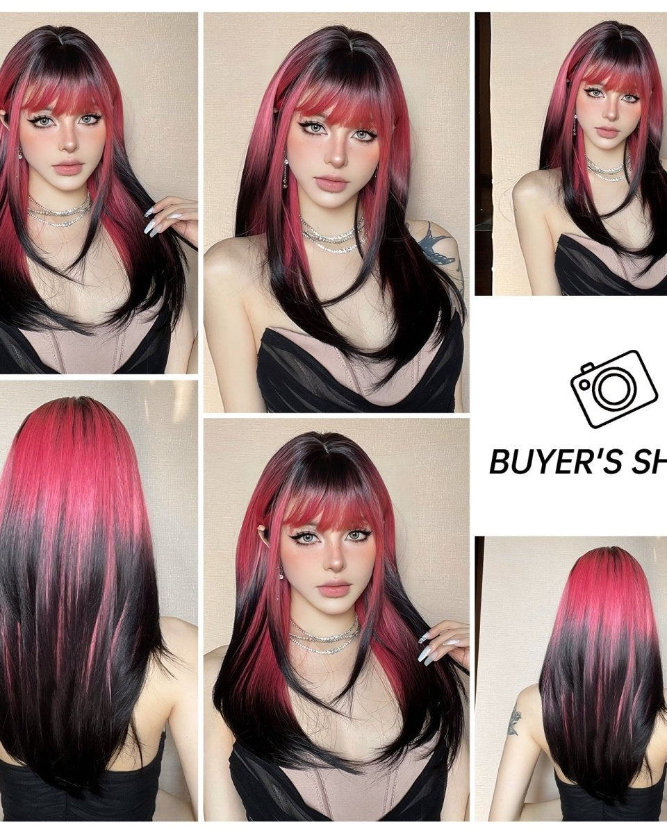 Red and Black Highlight Wig - MARKETPLACE - Milk & Honey Wigs