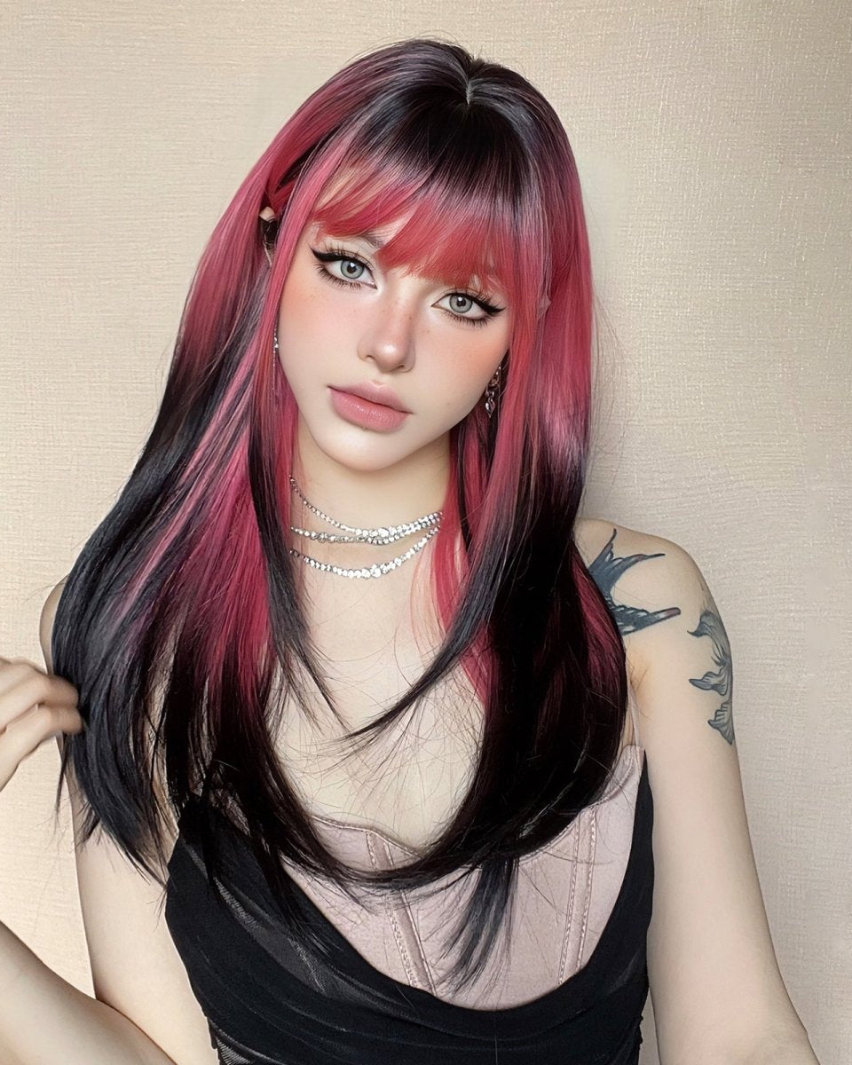 Red and Black Highlight Wig - MARKETPLACE - Milk & Honey Wigs