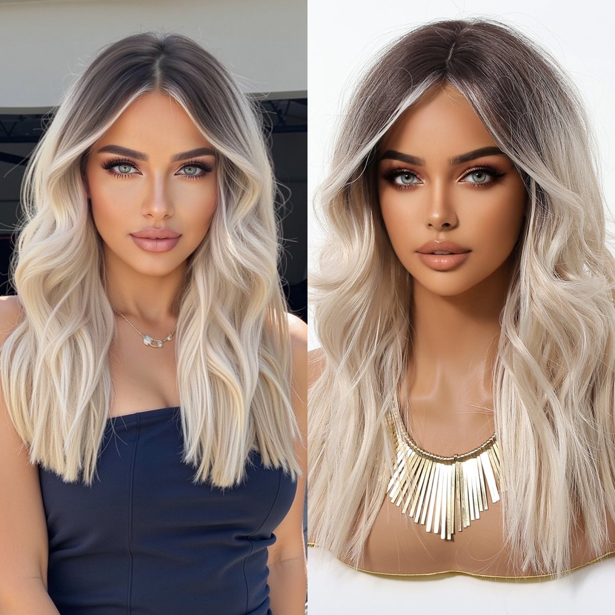 Rooted Platinum Blonde Wig – Soft Waves wig - MARKETPLACE - Milk & Honey Wigs