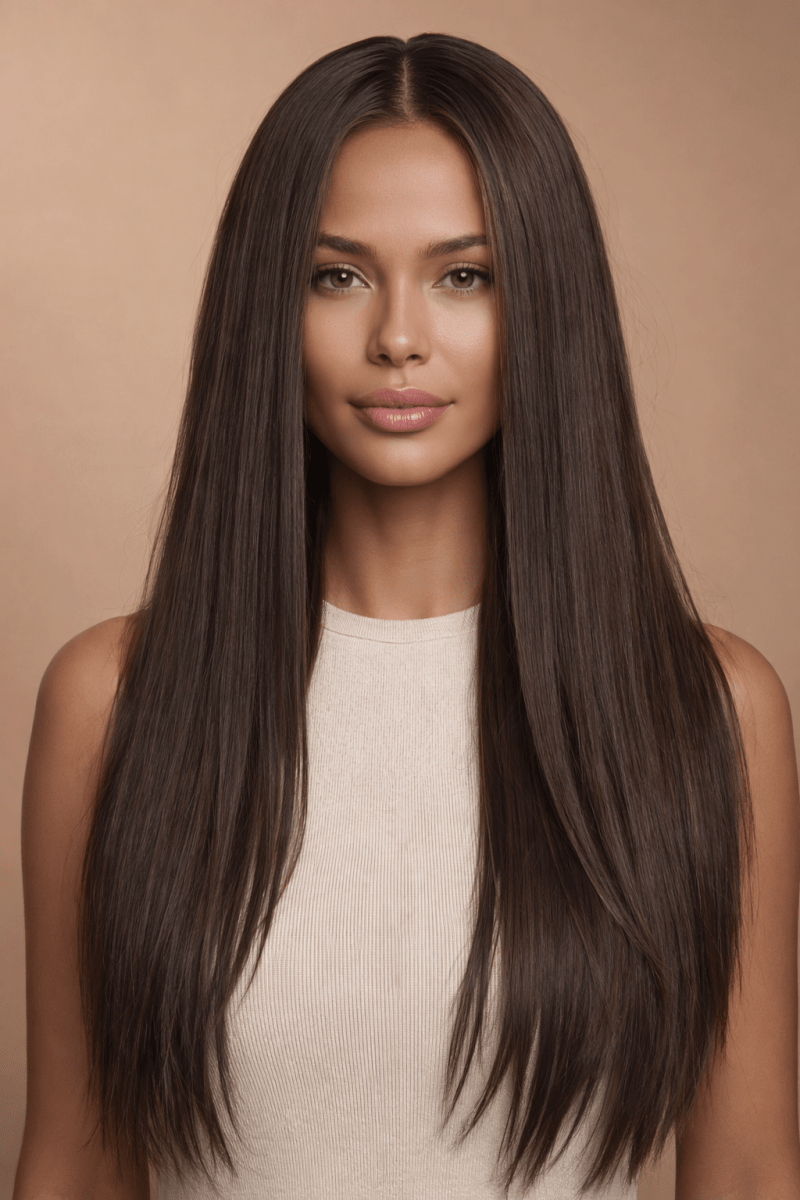 SAMIRA - Brown - Lace Front Wig | Brown, 26 Inch, T-Part Lace Front, Synthetic Hair | Milk & Honey Wigs