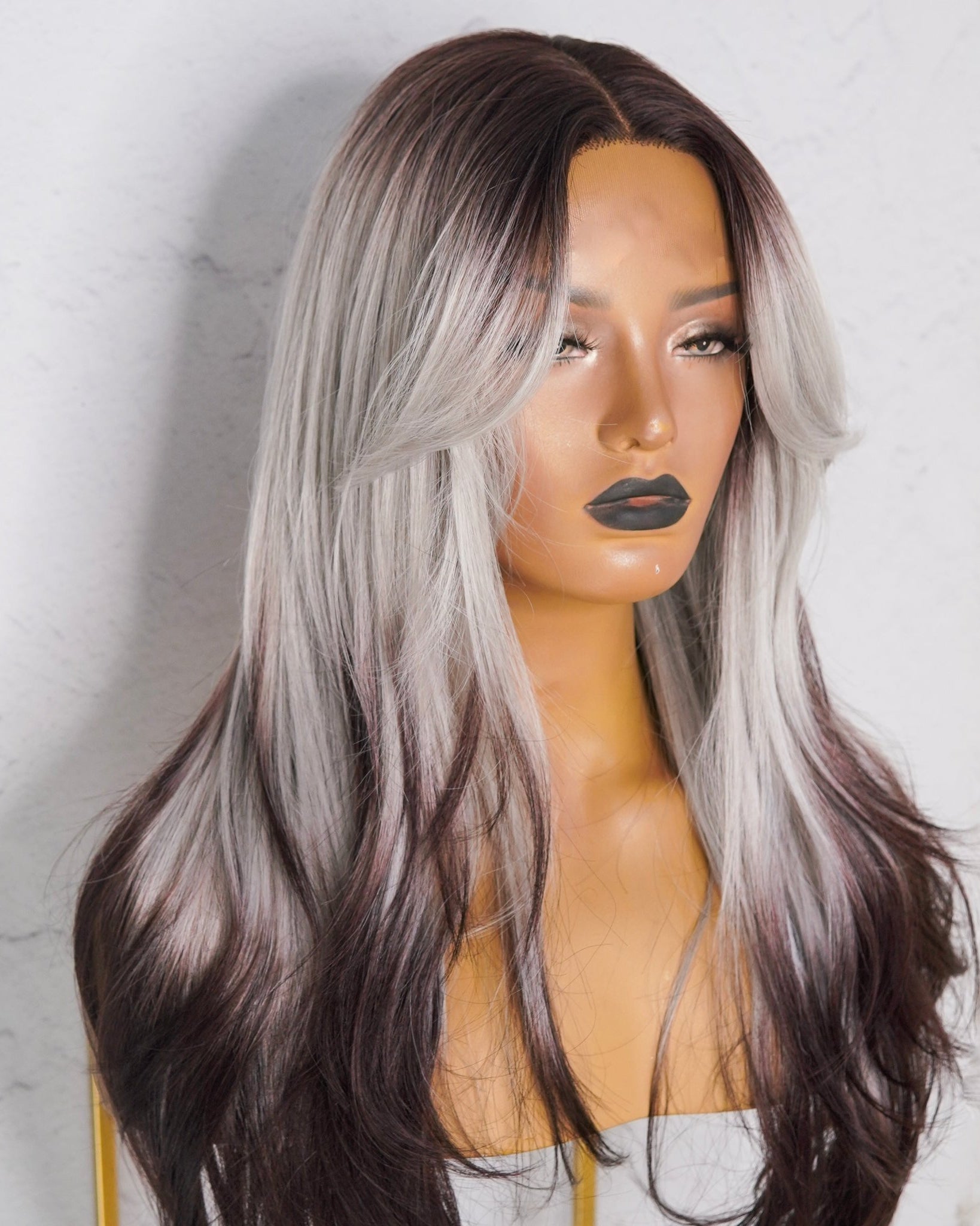 SELENE Grey Black Ombre Lace Front Wig - Milk & Honey Wigs