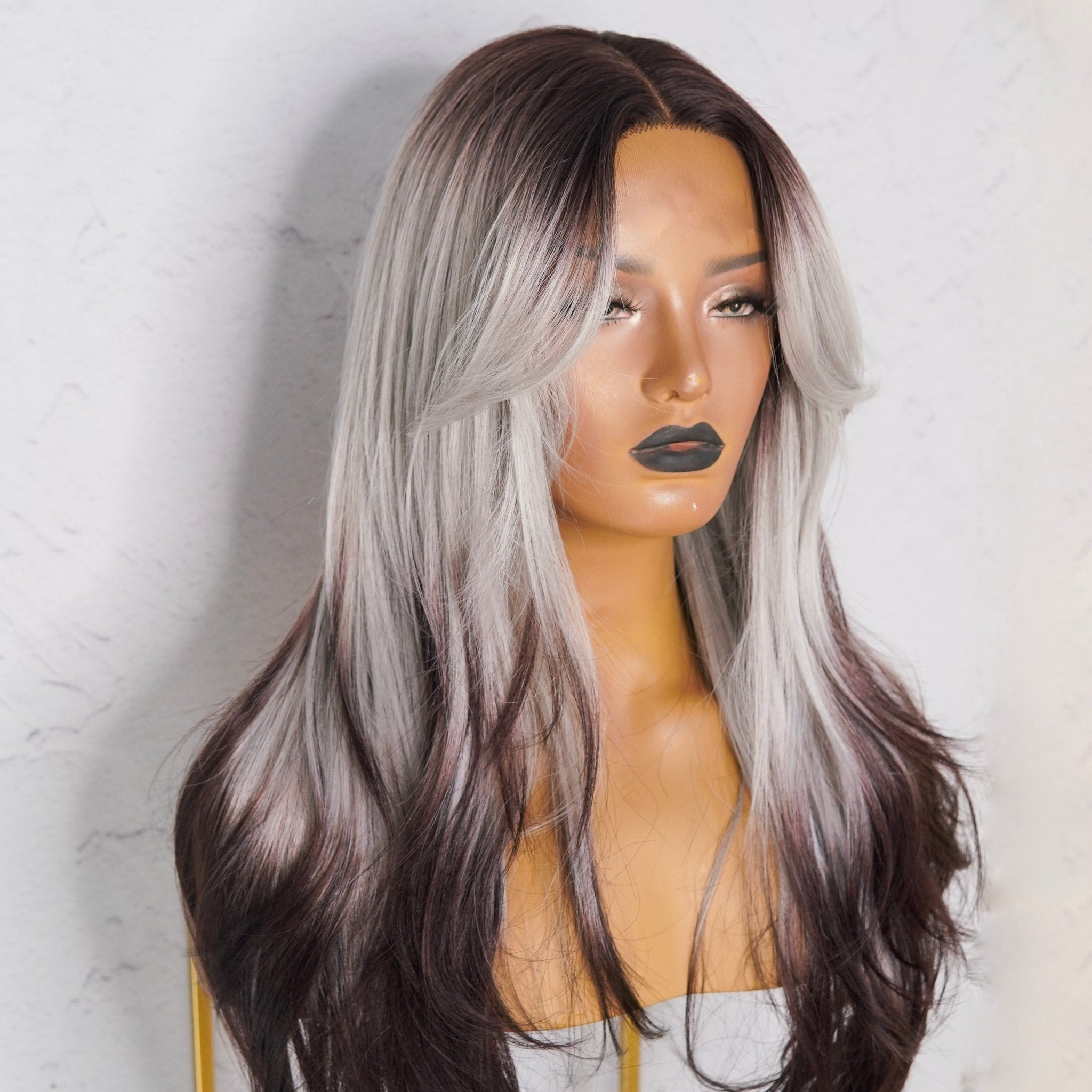 SELENE Grey Black Ombre Lace Front Wig - Milk & Honey Wigs