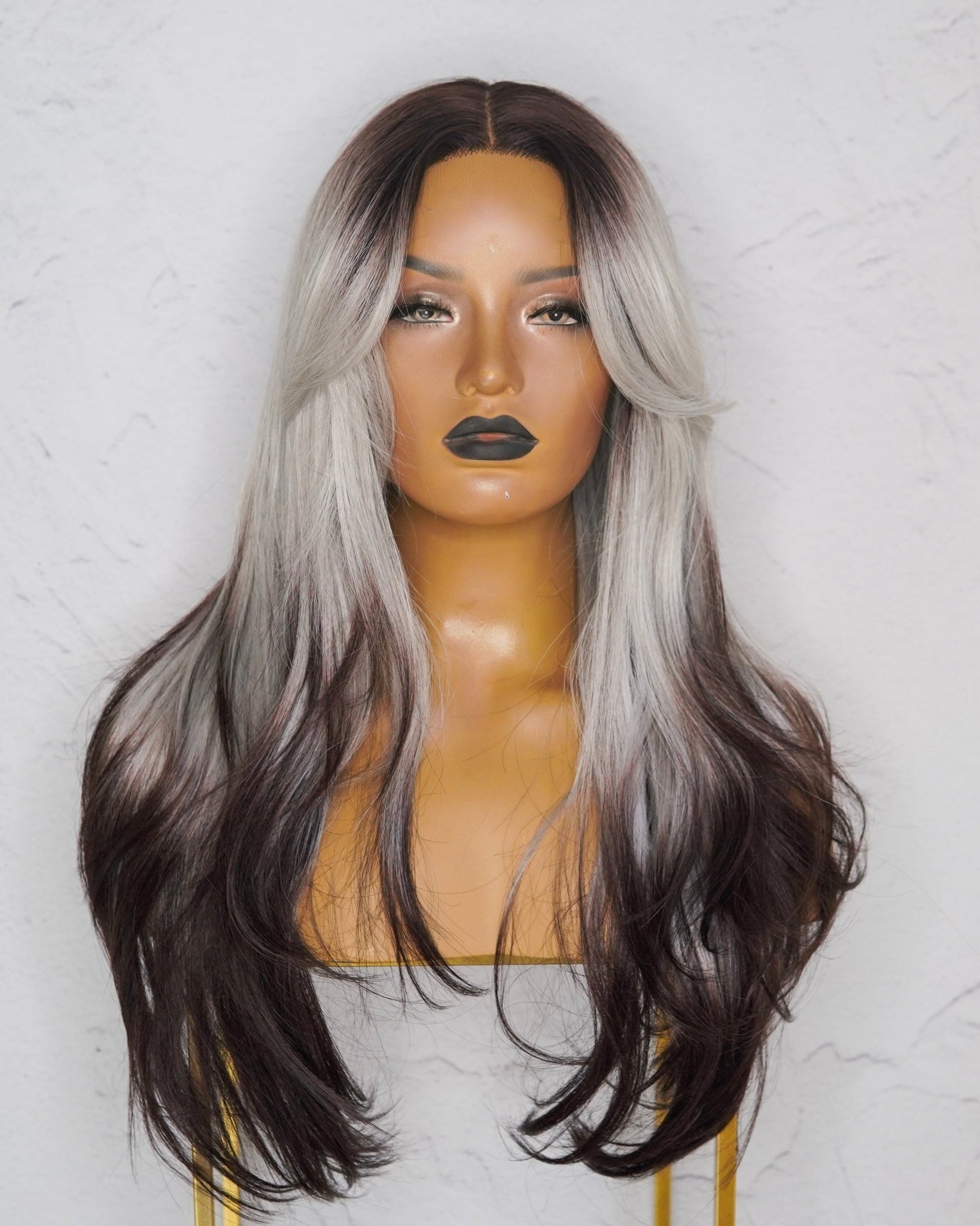 SELENE Grey Black Ombre Lace Front Wig - Milk & Honey Wigs