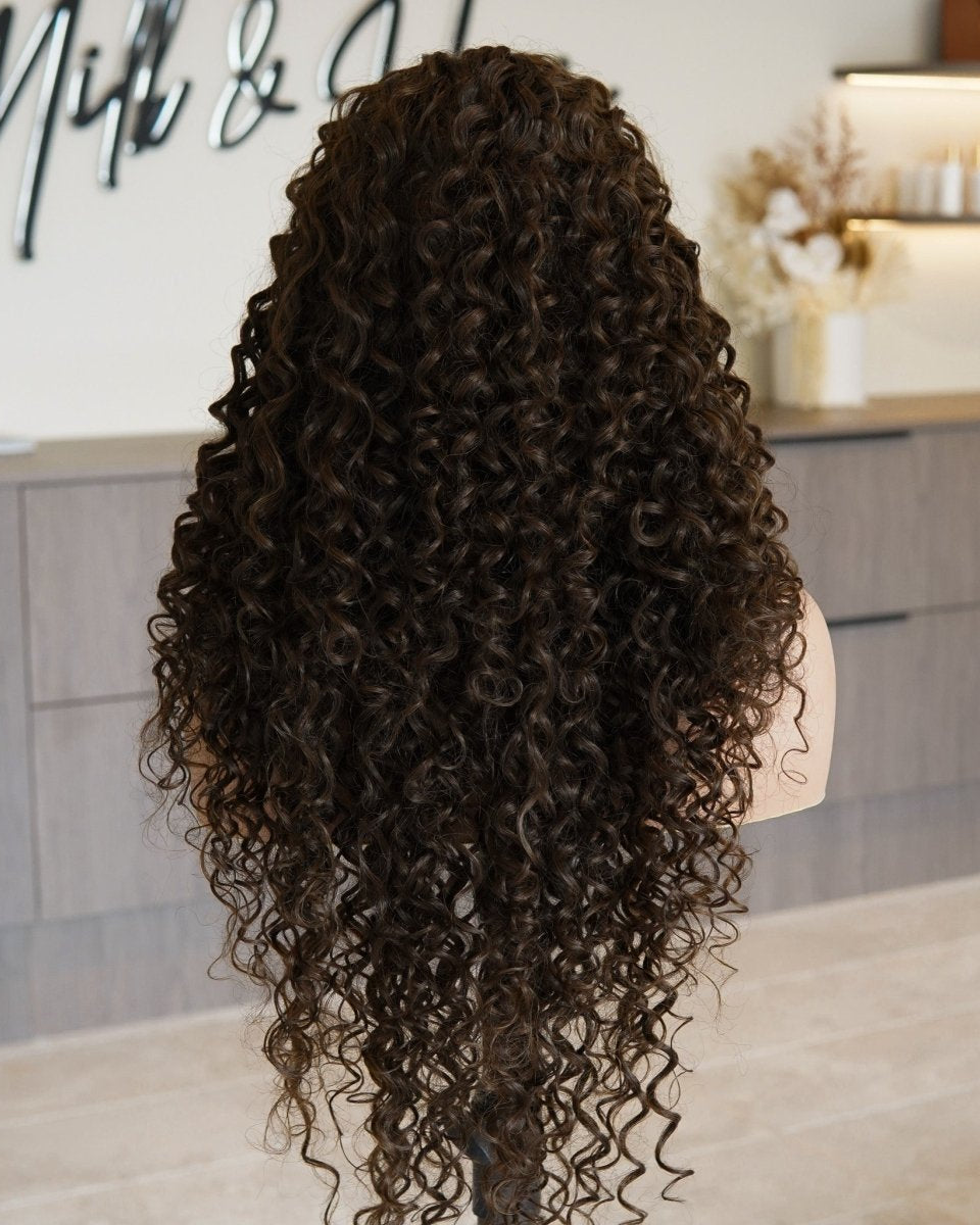 SHIRLEY Dark Brown Curl Lace Front Wig - Milk & Honey Wigs